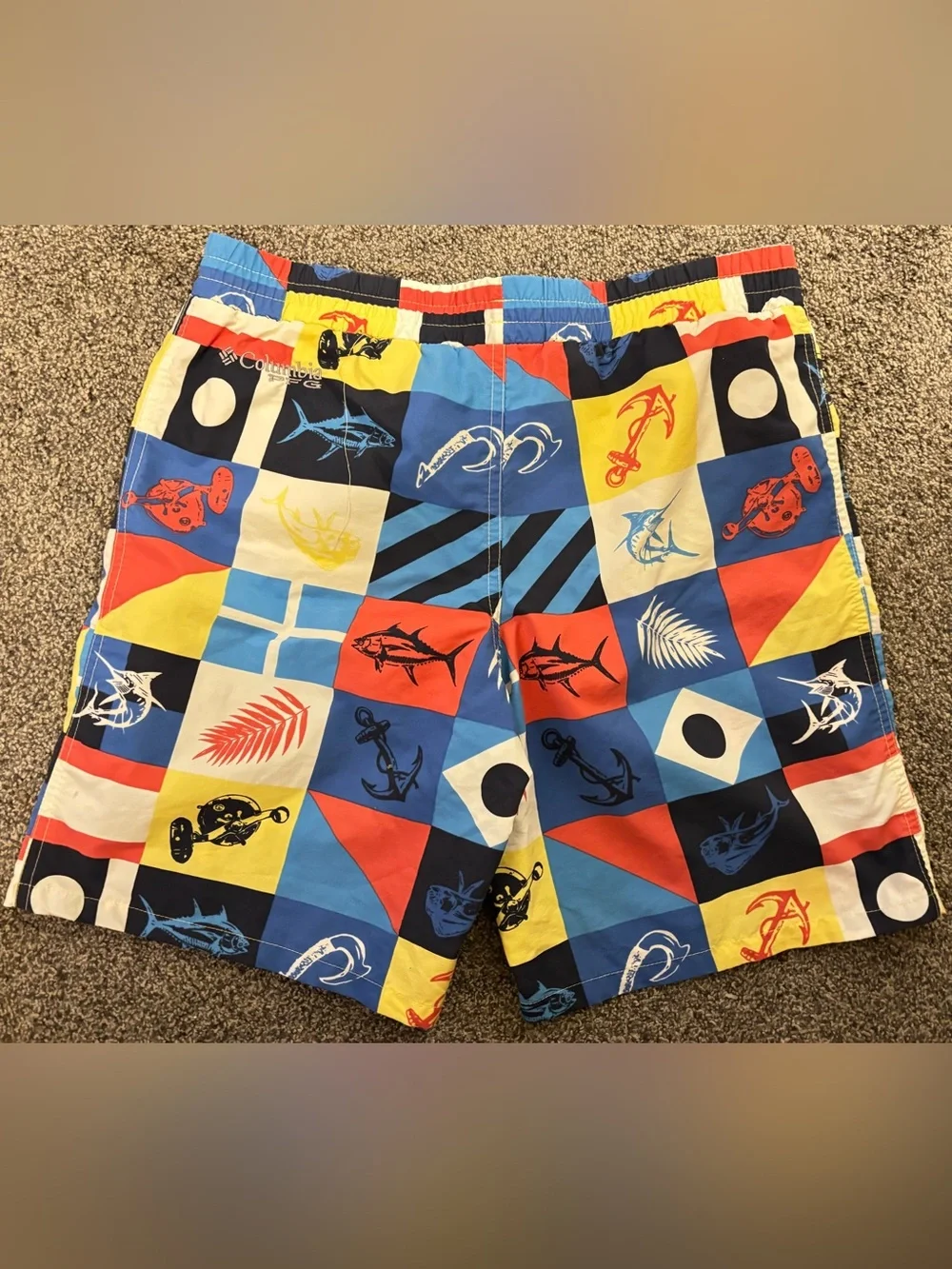 Columbia Colorblock Nautical Print Swim Shorts - Multicolor